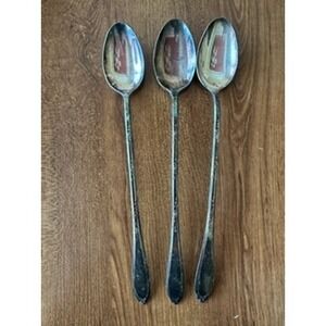 New England Silver Plate Iced Tea Spoons Long‎ Handle Drink Stirrers Set of 3